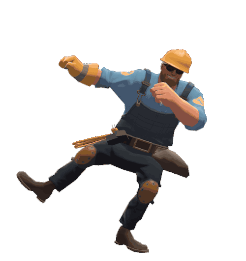 blue engineer conga dancing