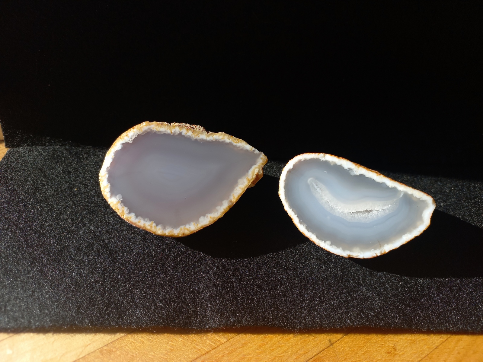 two purple half-geodes