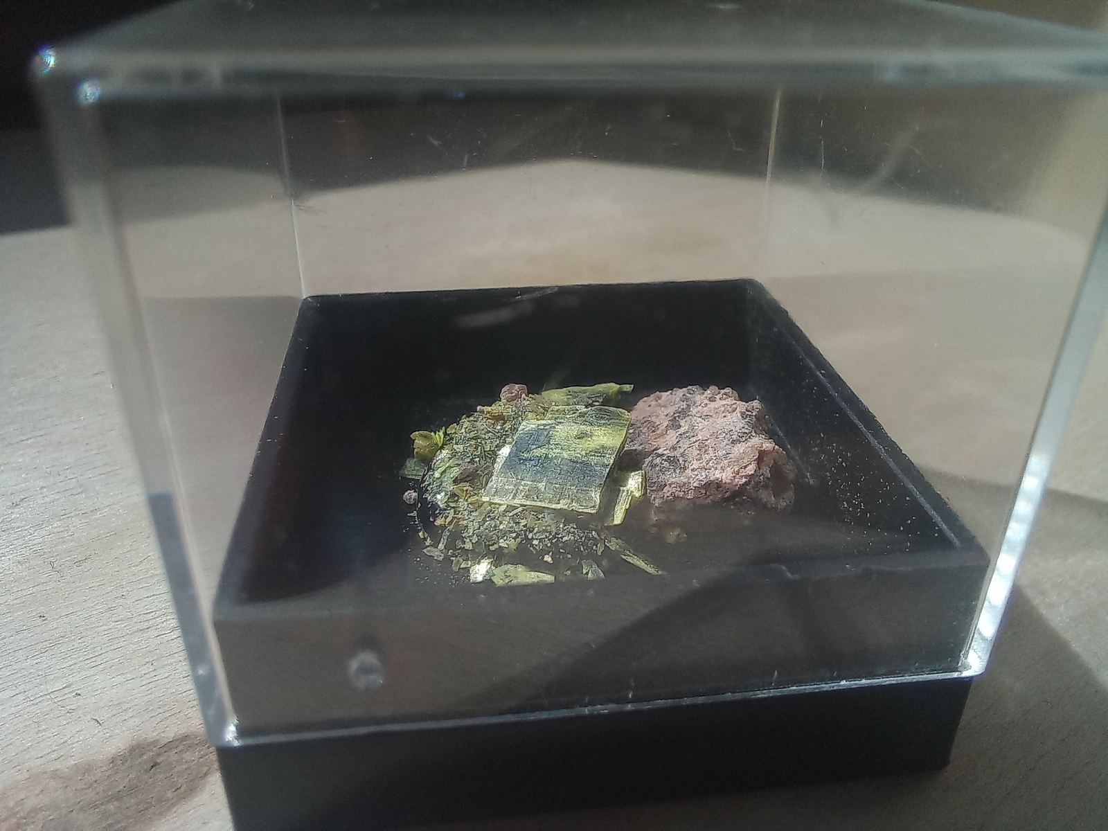 small autunite crystal up close