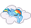 Animated gif of Rainbow Dash sleeping on a cloud.